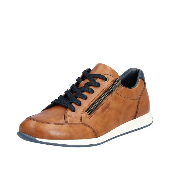 Rieker Men's shoes | Style 11903 Casual Lace-up with zip Brown - Click Image to Close