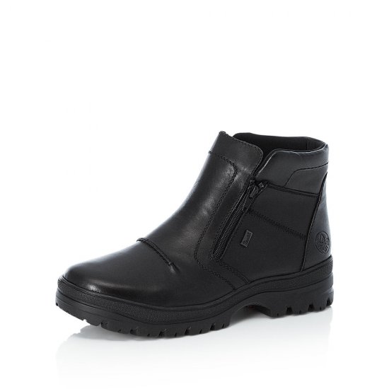 Rieker Leather Men's boots| F5463 Ankle BootsFlip Grip Black - Click Image to Close