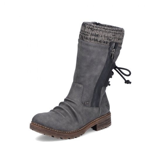 Rieker Synthetic leather Women's Mid height boots| Z4756 Mid-height Boots Grey - Click Image to Close