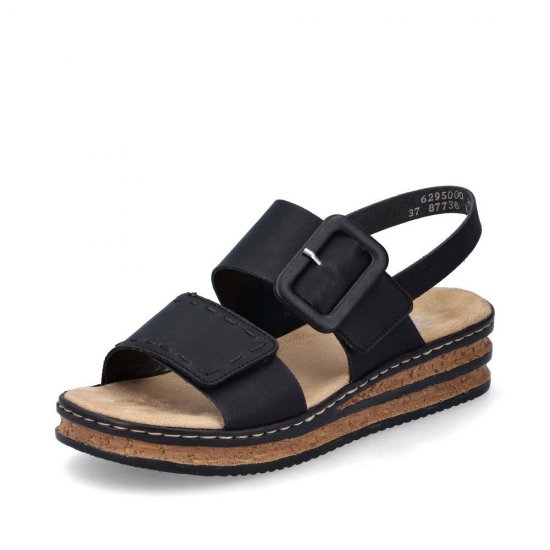 Rieker Women's sandals | Style 62950 Casual Sandal Black - Click Image to Close