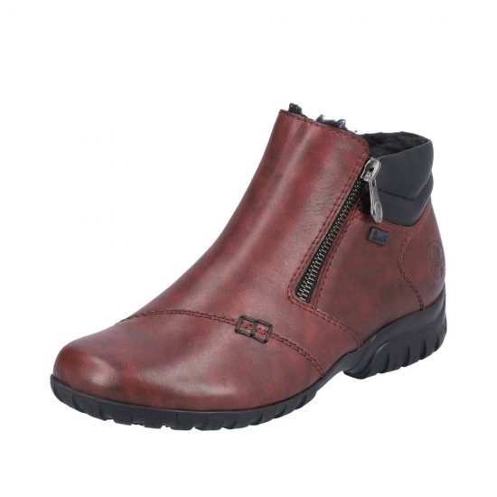 Rieker Leather Women's short boots| L4655 Ankle Boots Red - Click Image to Close