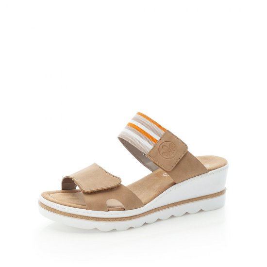 Rieker Women's sandals | Style 67490 Casual Mule Beige - Click Image to Close