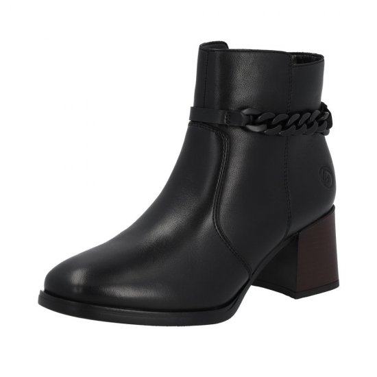 Remonte Leather Women's mid height boots| D0V73 Mid-height Boots Black - Click Image to Close