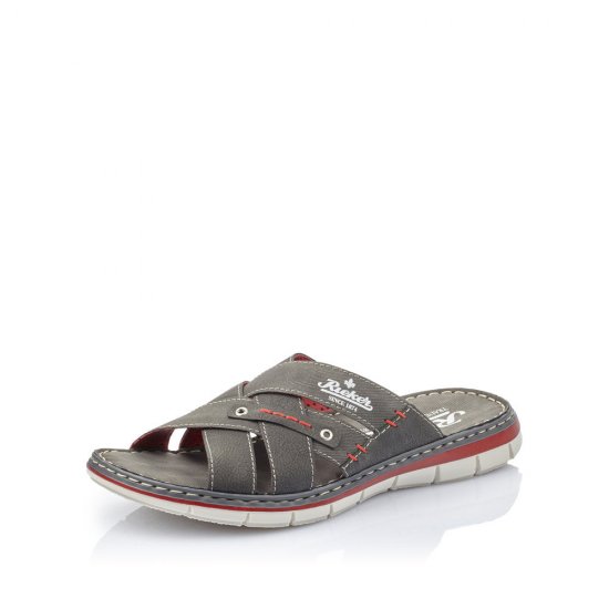 Rieker Men's sandals | Style 25199 Casual Mule Grey - Click Image to Close