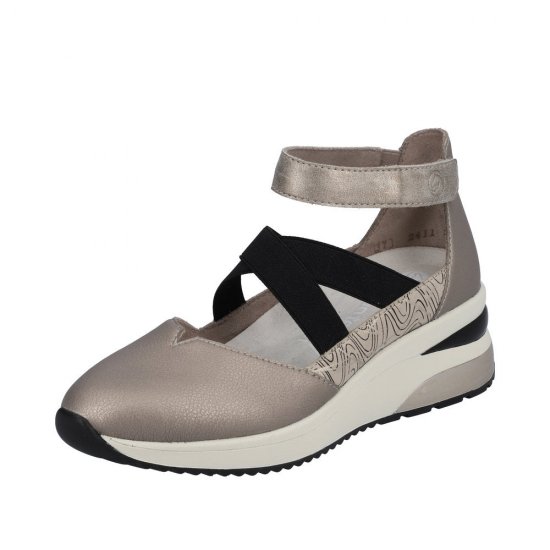 Remonte Women's shoes | Style D2411 Athletic Ballerina with Strap Metallic - Click Image to Close