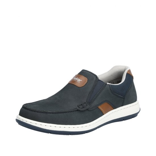 Rieker Men's shoes | Style 17368 Casual Slip-on Blue - Click Image to Close