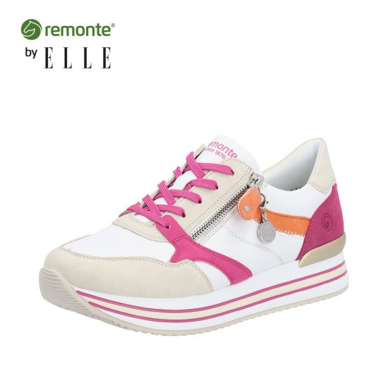 Remonte Women's shoes | Style D1323 Athletic Lace-up with zip White Combination - Click Image to Close