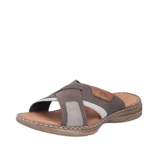 Rieker Men's sandals | Style 21491 Casual Mule Brown - Click Image to Close