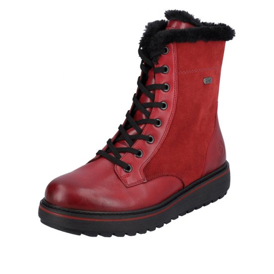 Remonte Suede Leather Women's Mid Height Boots | D0U76 Mid-height Boots Red Combination - Click Image to Close