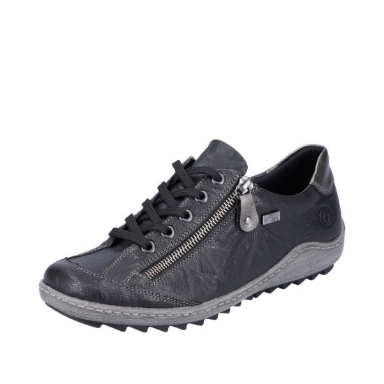 Remonte Women's shoes | Style R1402 Casual Lace-up with zip Black Combination - Click Image to Close