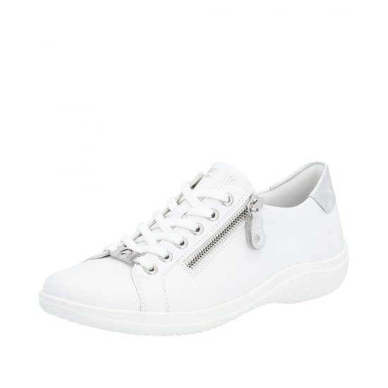 Remonte Women's shoes | Style D1E03 Athletic Lace-up with zip White Combination - Click Image to Close