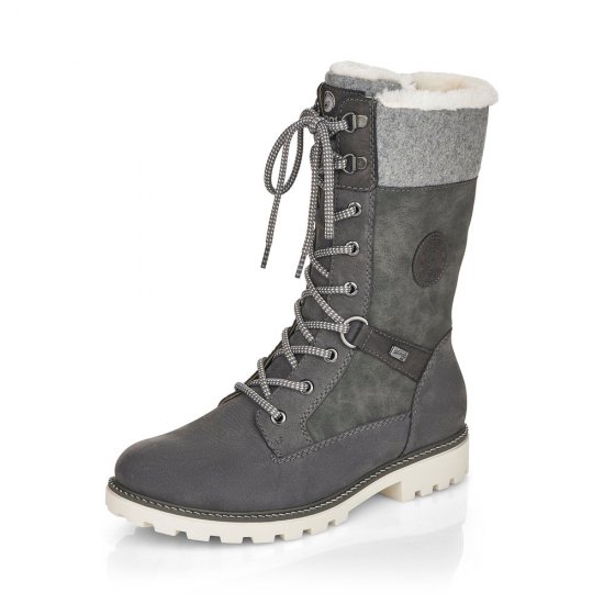 Remonte Suede leather Women's mid height boots| D8474-22 Mid-height Boots Grey Combination - Click Image to Close