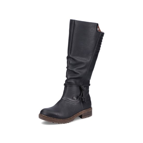 Rieker Synthetic leather Women's Tall Boots| Z4776 Tall Boots Black - Click Image to Close