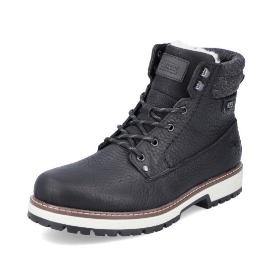 Rieker Leather Men's boots | F8301 Ankle Boots Flip Grip Black - Click Image to Close