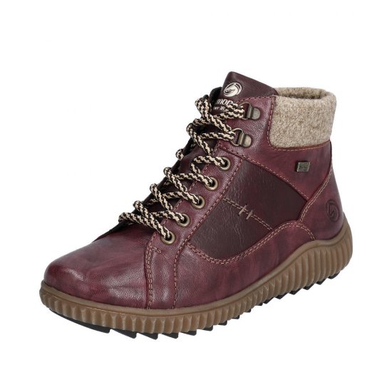 Remonte Leather Women's Mid Height Boots| R8276-01 Mid-height Boots Red Combination - Click Image to Close