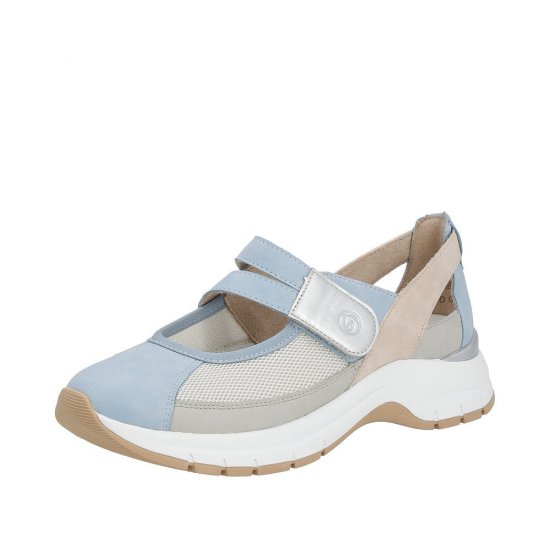 Remonte Women's shoes | Style D0G08 Casual Ballerina with Strap Blue Combination - Click Image to Close