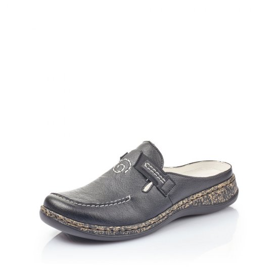 Rieker Women's shoes | Style 46393 Casual Clog Black - Click Image to Close