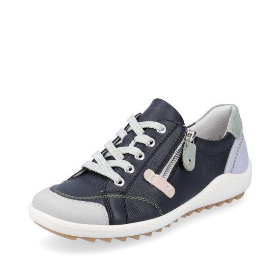 Remonte Women's shoes | Style R1427 Casual Lace-up with zip Blue Combination - Click Image to Close