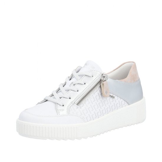 Remonte Women's shoes | Style R7901 Athletic Lace-up with zip White - Click Image to Close