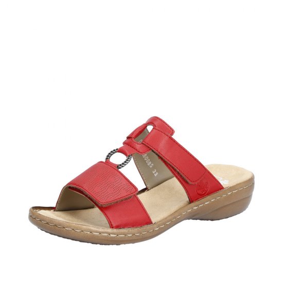 Rieker Women's sandals | Style 60885 Casual Mule Red - Click Image to Close