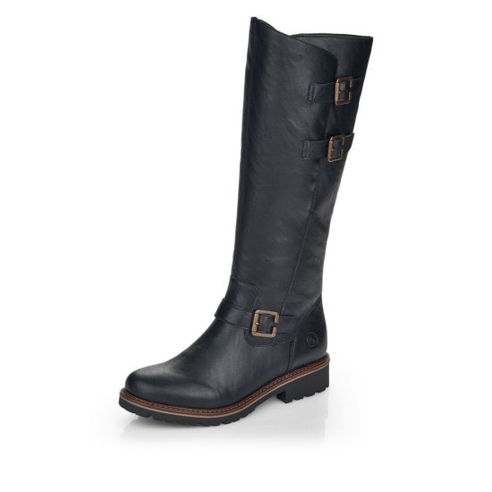 Remonte Synthetic leather Women's Tall Boots| R6590 Tall Boots Black - Click Image to Close