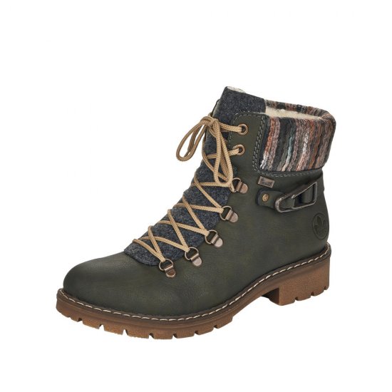 Rieker Synthetic Material Women's short boots | Y9131 Ankle Boots Green - Click Image to Close