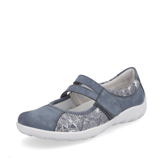 Remonte Women's shoes | Style R3510 Casual Ballerina with Strap Blue Combination - Click Image to Close