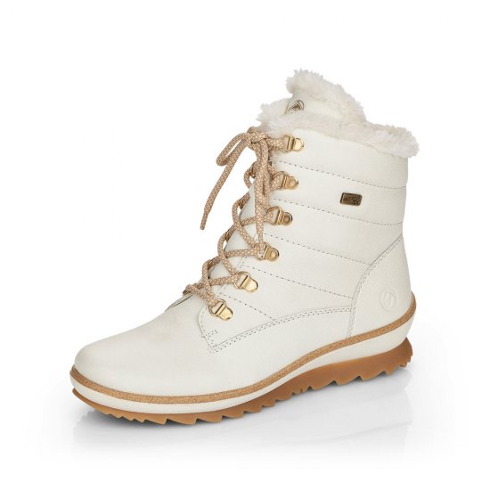 Remonte Leather Women's Mid Height Boots| R8480-01 Mid-height Boots White - Click Image to Close