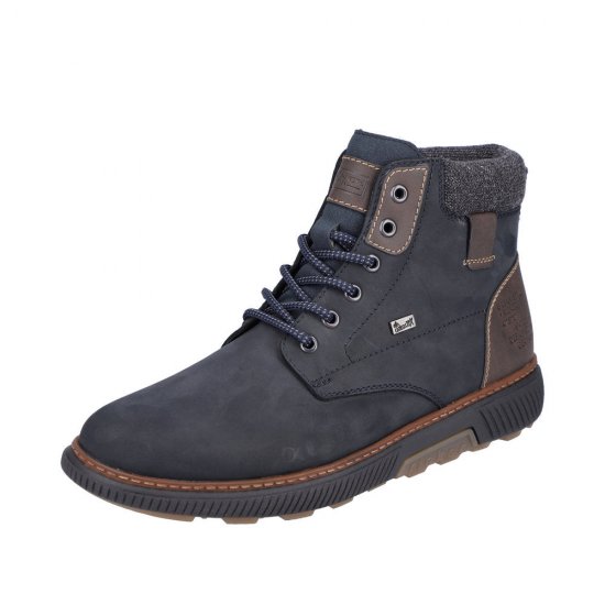 Rieker Suede Leather Men's Boots| B3343 Ankle Boots Blue Combination - Click Image to Close