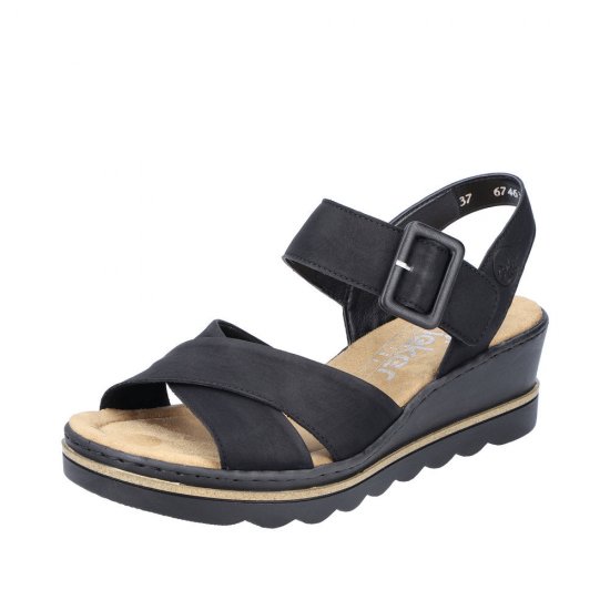 Rieker Women's sandals | Style 67463 Dress Sandal Black - Click Image to Close