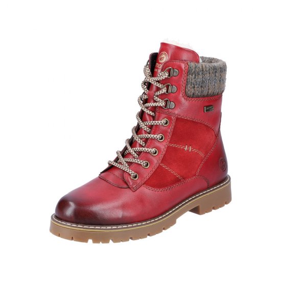 Remonte Leather Women's Mid Height Boots| D9378-00 Mid-height BootsFlip Grip Red Combination - Click Image to Close