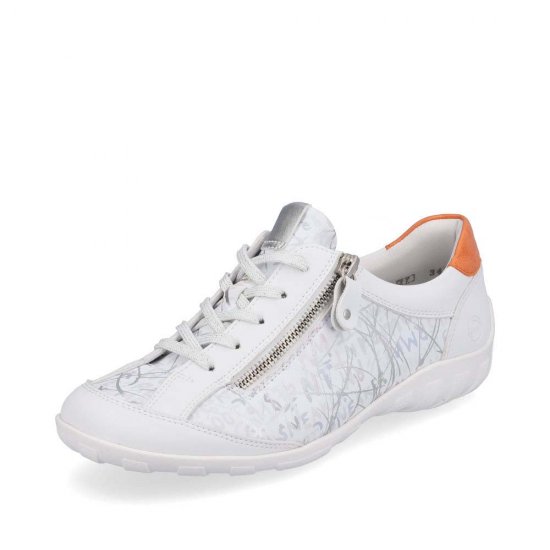 Remonte Women's shoes | Style R3406 Casual Lace-up with zip White Combination - Click Image to Close