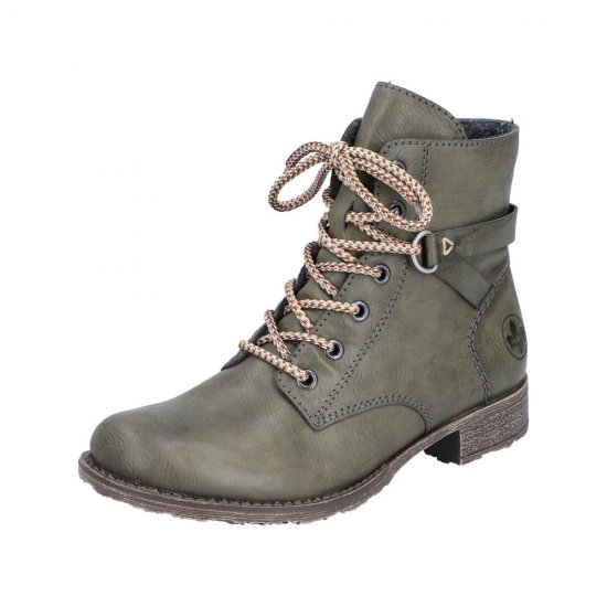 Rieker Synthetic Material Women's short boots| 70848 Ankle Boots Green - Click Image to Close