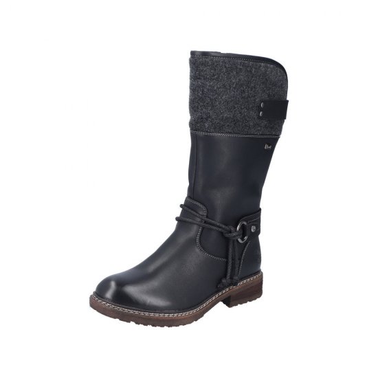 Rieker Synthetic Material Women's' Tall Boots| 94774 Tall Boots Black - Click Image to Close