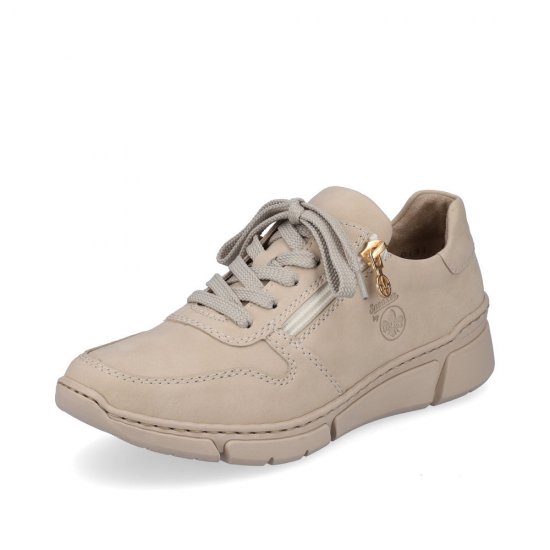 Rieker Women's shoes | Style M0131 Athletic Lace-up with zip Beige - Click Image to Close