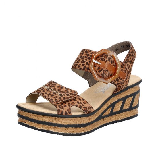 Rieker Women's sandals | Style 68176 Dress Sandal Brown Combination - Click Image to Close