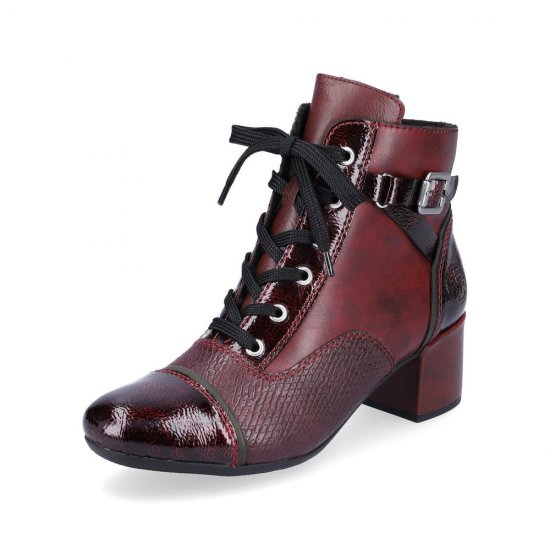 Rieker Synthetic leather Women's Short Boots| 70201 Ankle Boots Red - Click Image to Close