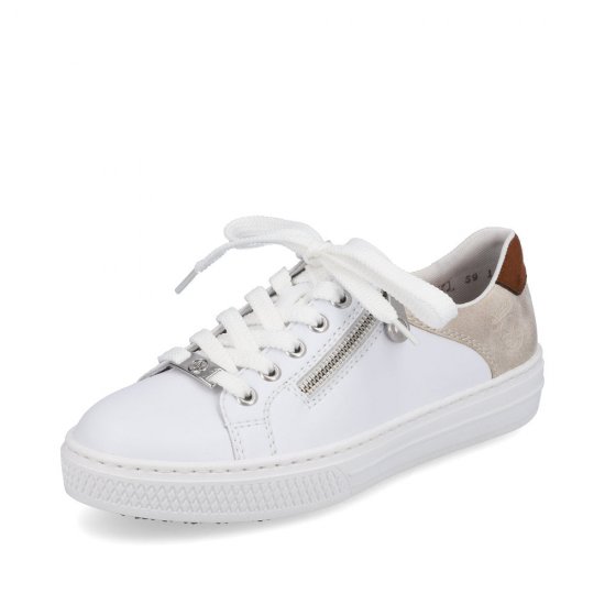 Rieker Women's shoes | Style L59A1 Athletic Lace-up with zip White Combination - Click Image to Close