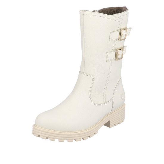 Remonte Leather Women's Mid Height Boots| D0W76 Mid-height Boots White - Click Image to Close