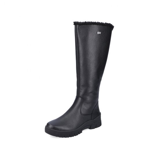 Remonte Leather Women's Tall Boots| D0E73 Tall Boots Black - Click Image to Close