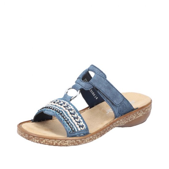 Rieker Women's sandals | Style 628M6 Casual Mule Blue - Click Image to Close