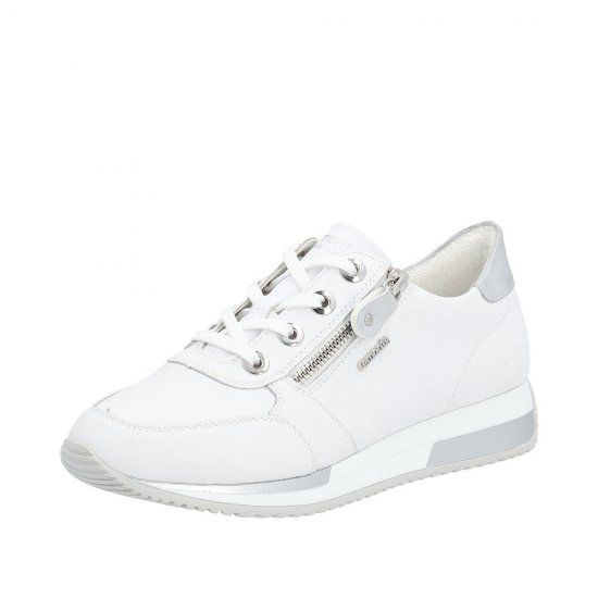 Remonte Women's shoes | Style D0H11 Athletic Lace-up with zip White - Click Image to Close