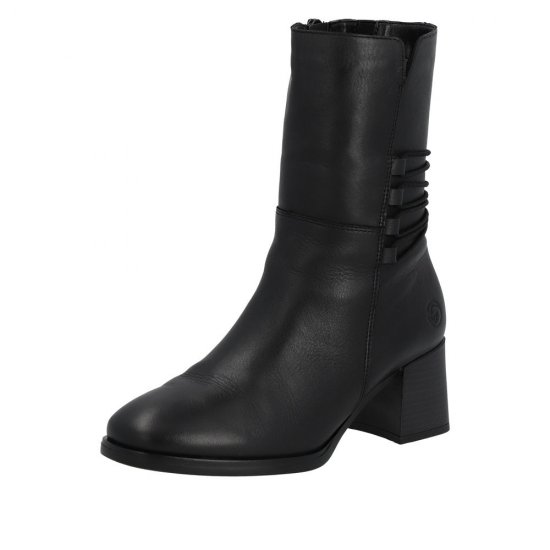 Remonte Leather Women's mid height boots| D0V71 Mid-height Boots Black - Click Image to Close