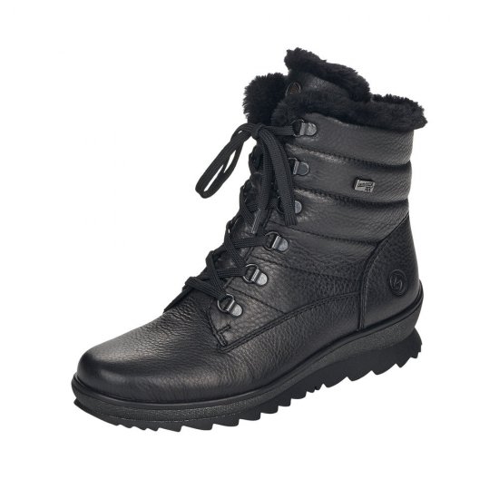 Remonte Leather Women's Mid Height Boots| R8480-01 Mid-height Boots Black - Click Image to Close