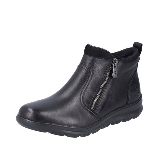 Rieker Leather Women's short boots| Z0060 Ankle Boots Black - Click Image to Close