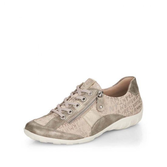 Remonte Women's shoes | Style R3403 Casual Lace-up with zip Beige Combination - Click Image to Close