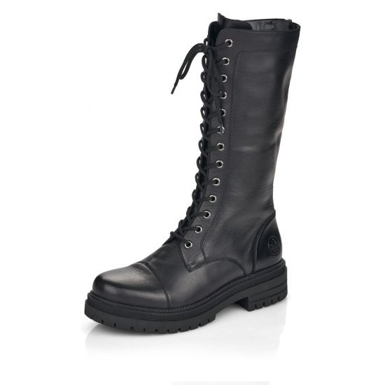 Rieker Leather Women's Mid height boots| Y3132 Mid-height Boots Black - Click Image to Close