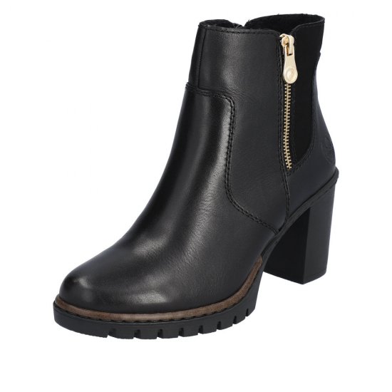 Rieker Leather Women's short boots | Y2557 Ankle Boots Black - Click Image to Close