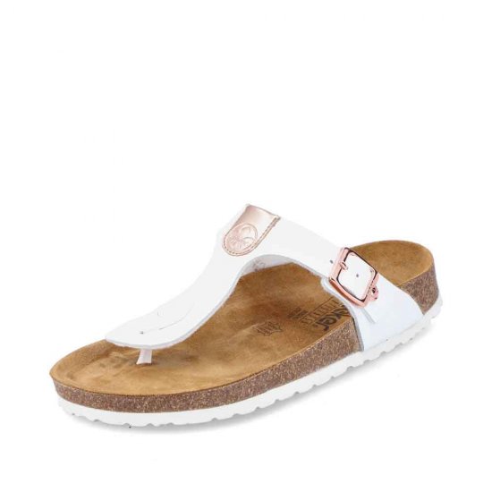 Rieker Women's sandals | Style V8391 Casual Flip Flop White - Click Image to Close