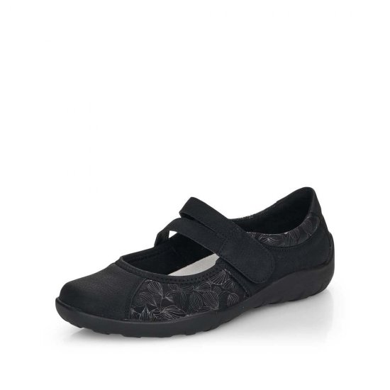 Remonte Women's shoes | Style R3510 Casual Ballerina with Strap Black - Click Image to Close